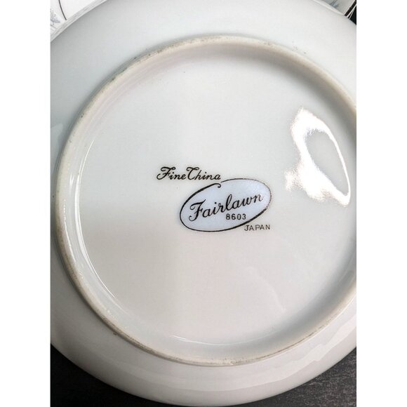 Fine China Fairlawn 8603 Floral Design Platinum Rim 5 1/2" Berry Bowl Set of 4 - Picture 10 of 10